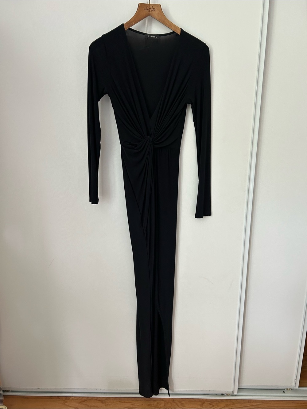 Club L London Black Twist-Knot Long Sleeve Maxi Dress